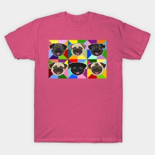 Six Pugs on Rainbow Pinwheels T-Shirt